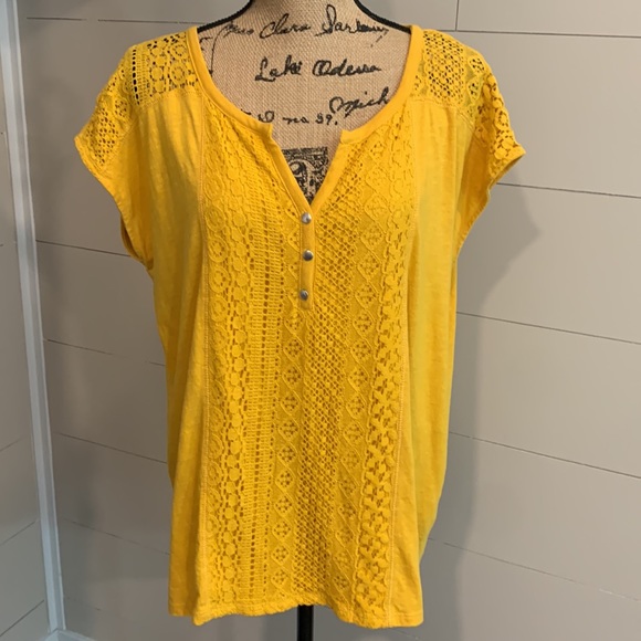 Isles Yellow Cotton Blend Short Sleeve Shirt - Picture 1 of 5